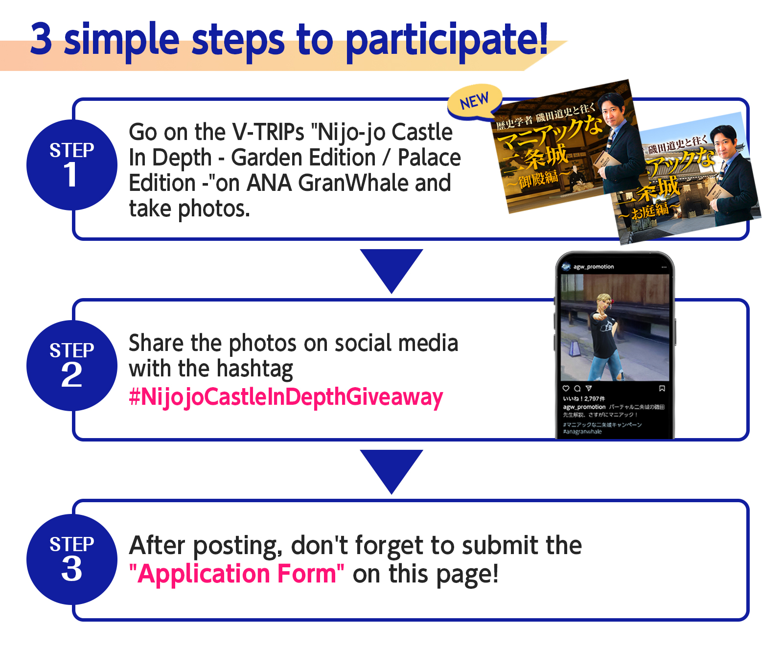 3 simple steps to enter!